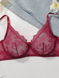 Women's sexy embroidered lace plus size bra with steel ring gathering push up breathable and comfortable lingerie MR2964