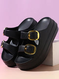 Women Platform Slippers Indoor Street Summer Shoes Solid Color Thick Sole Anti Slip Female Home Beach Slides Slip On Sandals