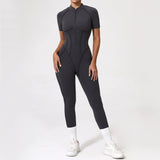 With Zipper Hollow Back Yoga Jumpsuit Sportswear Women Gym Clothes Running Fitness Yoga Backless Bodysuit
