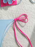 XS - L Splicing Halter 3D Flower Bikini Female Swimsuit Women Swimwear Two-pieces Bikini Set High Cut Bather Bathing Suit Swim