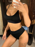 S - XL Sexy Female Swimsuit High Waist Bikini Women Swimwear Two-Pieces Bikini Set Bather Ribbed Bathing Suit Swim Lady V2375