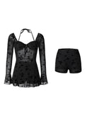 Hot spring swimsuit women's highend skirt style two-piece set sexy pure desire steel holder gathering slimming vacation swimsuit
