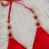 DEKA Sexy Halter Metal Chains Diamond Bikini Set Shiny Rhinestone Bikini Women Swimsuit Female Swimwear Bathing Suit Swim