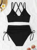 2026 Strappy Triangle Bikinis Women Sexy Swimwear Female High Waist Swimsuit Solid Bathers Bathing Swimming Swim Suit Beachwear