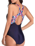 2026 Sporty Printed Slim Swimsuit Women One Piece Back Cross Swimwear Female Bathers Bathing Swimming Swim Suit Beachwear