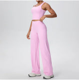 2PCS Yoga Set Women Tracksuit Nude Feeling Workout Sets Gym Clothes Push Up Fitness Running Sportswear Sport Straight tank suit