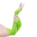 Blue Neon Fishnet Fingerless Long Gloves Arm Cuff Party Wear Fancy Dress For Women Sexy Girls Punk Gothic Dance Party Mesh Glove