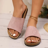 Zoki 2025 Summer Cork Clogs Slippers for Women Plus Size Open Toe Flat Heels Sandals Woman Comfort Non Slip Clogs Sandles Female