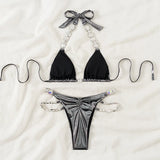Halter Shiny Jewelled Diamond Bikini Women Swimwear Female Swimsuit Two-pieces Bikini Set Brazilian Bathing Suit Swim Beach Wear