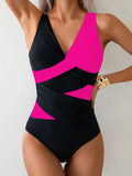 Sexy White Black Patchwork Swimwear Women Deep V Neck Cross Tummy Control One Piece Swimsuit Beach Bathing Suit Monokini 2026