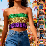 Y2k Tops Women Carnival Sexy Sequin Strapless Sleeveless Vest Party Performance Bandeau Vests Seductive Womens Top Popular