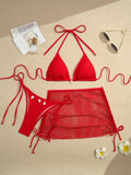 DEKA Mesh Bikinis Female Swimsuits Women's Three-Piece Swimwear Beach Swim Wear Bathing Suits Brazilian Bikini Set Pool Bather