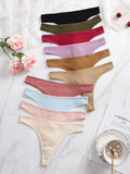10 PCS Multicolor Women Ribbed Thongs Soft Viscose Blend Low Waist T-back Panties for Daily Wear