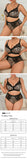 Plus Size Leopard Print Lingerie Set, Ultra-thin Lace Spliced Push-up Full Bust Support Bra