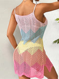2025 New Colorful Hollow Out Crochet Knitted Tunic Beach Cover Up Cover-ups Beach Dress Beach Wear Beachwear Female Women K6522