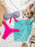 DEKA Fashion PrintedBandeau Bikini Set Summer Beach Classic Strapless Swimsuit Women Push Up Bra Bikini Beach Casual Swimwear