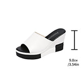 Women Wedges Slippers Summer High Heel Shoes Thick Sole Plus Size 42 Slip-on Style Female Street Fashion Sandals Outdoor Slides