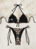 ZTVitality Sexy Leopard Push Up Bikini Set 2026 New Arrival Biquini Halter Bandage Swimsuit Women Swimwear Summer Beachwear