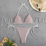 2026 Halter String Bikinis Sexy Triangle Swimsuit Women Plaid Swimwear Female Bathers Bathing Swimming Swim Suit Beachwear