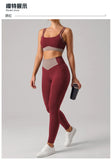 Summer Color-block Yoga Sets Women Thin Strap Open Back Shockproof Sports Bra Tight High Waist Leggings Training Fitness Suits