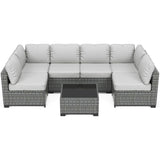 HobbyLane 7 Piece Modular Outdoor Furniture Set PE Rattan Wicker Garden