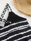 2026 Strappy Tankini Set Two Pieces Swimsuit Women Striped Swimwear Female Bathers Bathing Swimming Swim Suit Beachwear XXL