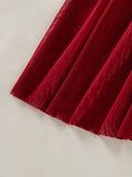 Wine Red Ladies' Countryside Style Wheat Ear Embroidery Semi Transparent Nightgown, Elegant and Comfortable, Bow Design ZA825066