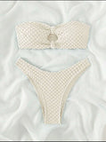 sexy wrinkled bandeau bikinis sets two pieces high waist padded bathing suit beach wear women thong bikini swimsuits