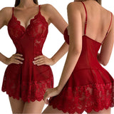 Transparent Sexy Underwear Women Nightdress Teddy Suspender Night Dress Erotic Set Plus Size Deep V Dress Hot Lingerie &Thong