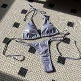 Shiny Bikini Set 2025 Women Luxury Bling Purple Neon Green Push Up Micro Swimsuit Summer Bathing Suit Thong Swimwear Biquini