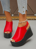 Fish Mouth Leopard Fashion Casual Wedge Heel Slippers for Women's 2026 Summer New Open Toes Breathable Comfortable Beach Sandals
