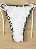 Triangle Halter String Bikinis 2026 Women Sexy Ruffle Swimsuit Solid Cherry Swimwear Female Bathers Bathing Swimming Swim Suit