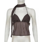 Y2k Style Polka Dot Tank Top Women Sexy Deep V neck Backless Women's Tanks Fashion Night club Outfit Lady 2026 Summer Dress up