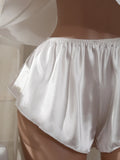 Y2K Sexy Women's Satin Cami Pajama Set Backless Crop Top and Shorts Coquette Aesthetic Lingerie Sleepwear for Women