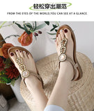 2026 New Shoes for Women Bohemia Crystal Sandals Women Shoes Rhinestone Lady Flip Flops Pearl Slip on Flat Beach Shoes