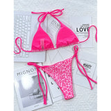 Sexy Leopard Printed Halter Brazilian Bikini Women Swimwear Female Swimsuit Two-Piece Bikini Set Bather Bathing Suit Swim V3681