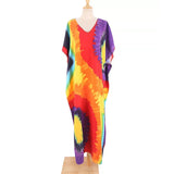 2026 New Colorful Kaftan Tunic Beach Dress Beach Wear Beachwear Beach Cover Up Cover-upsLoose Maxi Dress Female Women V4428