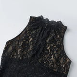 Women Retro Tank Tops Cut Out Mockneck Sleeveless Slim Fit Vest Trendy Summer Lace Corset Streetwear