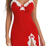 Women's Sexy Lace Pajamas Summer Night Sexy Pajamas V-Neck Full Non-Slip Babydoll Underwear Nightgown