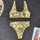 Shiny PU Faux Leather Women Swimwear One Piece Swimsuit Female Monokini High Cut Bikini Set Bathing Suit Swim Beachwear Bodysuit