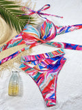 2026 Sexy Bikini Women Push Up Print High Waist Cross Straps Halter Swimwear Swimsuit Bikinis Set Bathing Suit Bikini Female New