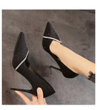 High Heels Women with  Spring and Autumn Pointy Women's Shoes Dress Wedding Shoes Temperament Banquet Single Shoes