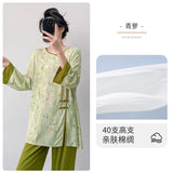 Plus size mother's cotton silk pajamas spring and summer new Chinese style can be worn outside home clothes Mother's Day gift