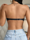 Women's Strapless Lace Bra Front Closure Push-Up Bra Non-Slip Underwire Underwear Fashion Sexy Lingerie