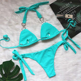 New Halter Bling Diamond Brazilian Bikini Female Swimsuit Women Swimwear Two-Pieces Bikini Set Bather Bathing Suit Swim V2340