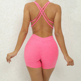 Adjustable double straps Open back  V shape back design Scrunch butt No front seam Flatlock Inseam  Removable pads BODYSUIT