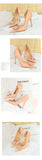 BIGTREE Pumps Elegant Pointed Crystal Buckle Slim High Heel Single Shoes Women Silk Spring/Summer High Heel Pumps Wedding Dress