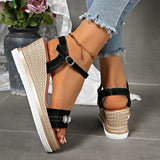 Crystal Decor Women's Wedges Sandals 2026 Summer Ankle Buckle Platform Gladiator Shoes Woman Comfort Casual High Heels Sandals