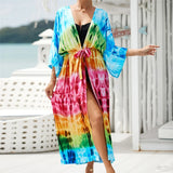 13 Colors Printed With Belt Crochet Knitted Tunic Beach Cover Up Cover-ups Beach Dress Beach Wear Beachwear Female Women K7201