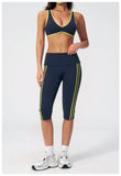 Summer Color Blocked Yoga Sets Women Slim Sports Bra High Waist Pants Fitness Suits Outwear Gym Running Push Up Workout Clothes
